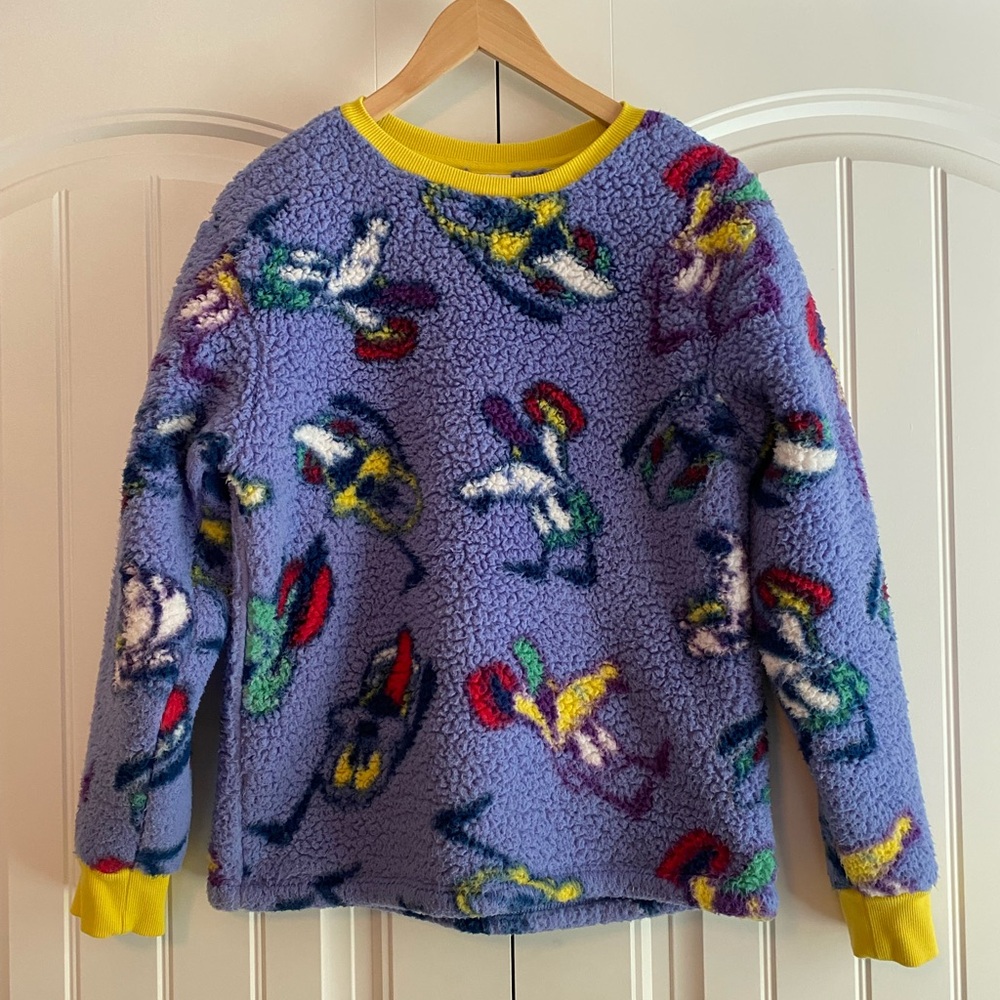 Disney Parks Fleece Womens Sz Sm Pluto Dog Sherpa Long Sleeve Pullover‎ Sweater